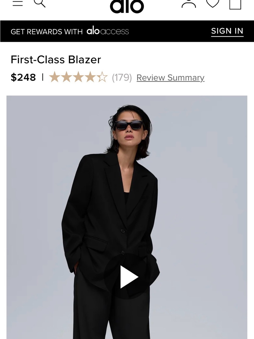 ALO Yoga First-Class Black Blazer